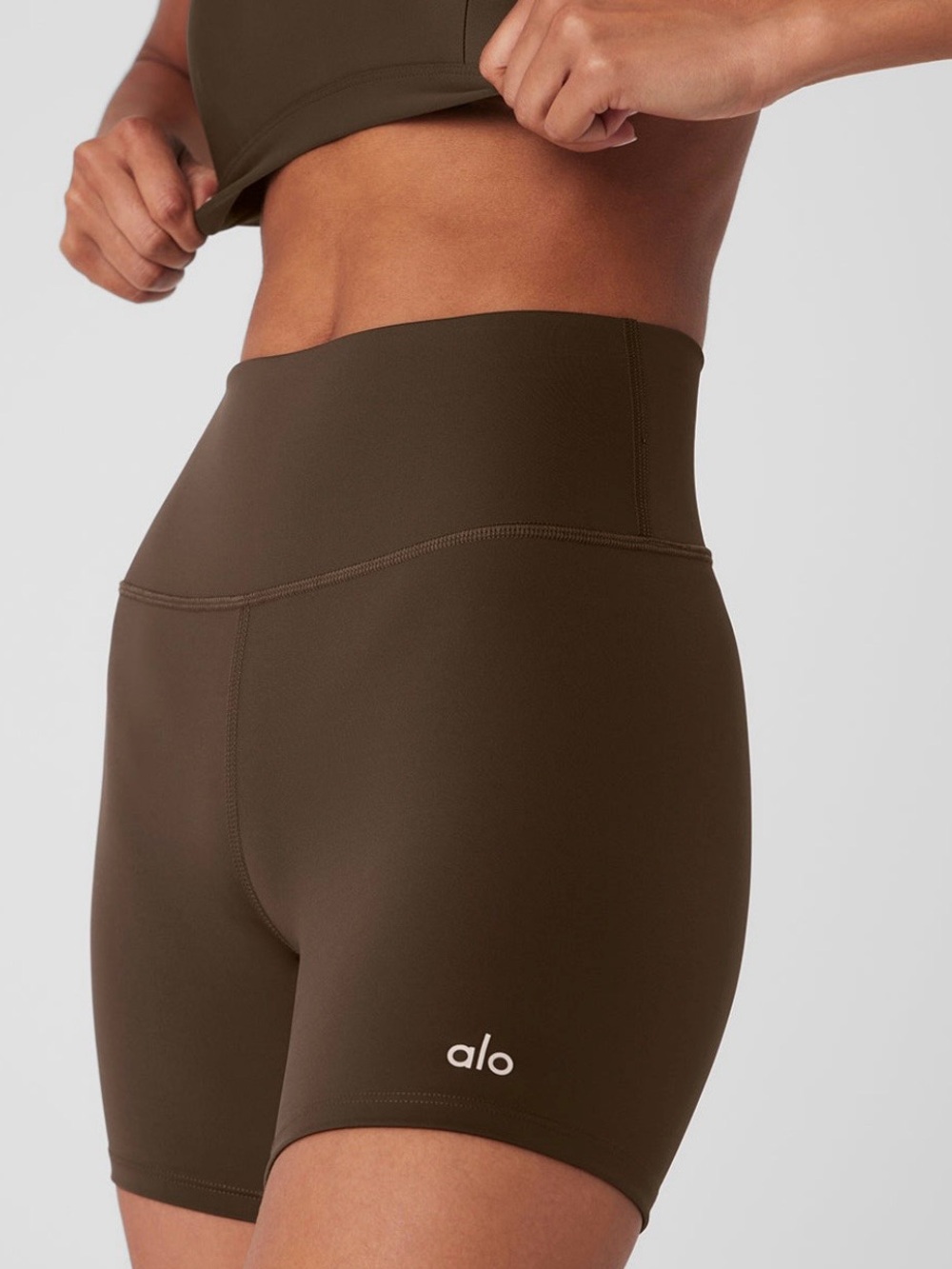 ALO Yoga High-Rise Brown Bike Shorts